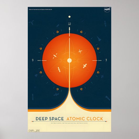 Deep Space Atomic Clock - NASA Retro Style Reise Poster (Vorne)