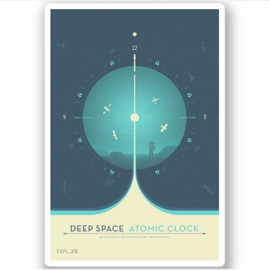 Deep Space Atomic Clock Poster, Blue Version. Aufkleber (Vorderseite)