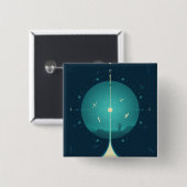 Deep Space Atomic Clock Poster, Blue Version. Button (Vorne & Hinten)