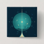 Deep Space Atomic Clock Poster, Blue Version. Button (Vorderseite)