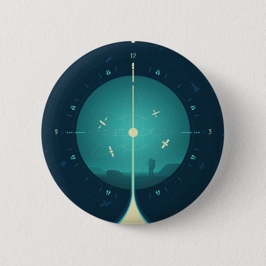 Deep Space Atomic Clock Poster, Blue Version. Button (Vorderseite)