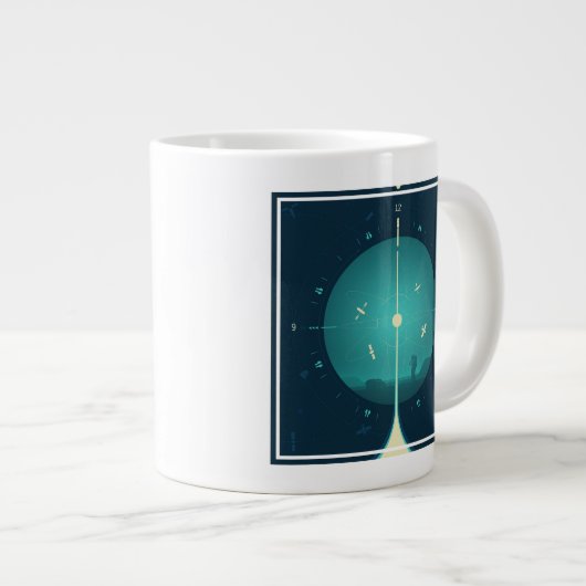 Deep Space Atomic Clock Poster, Blue Version. Jumbo-Tasse (Vorderseite Rechts)