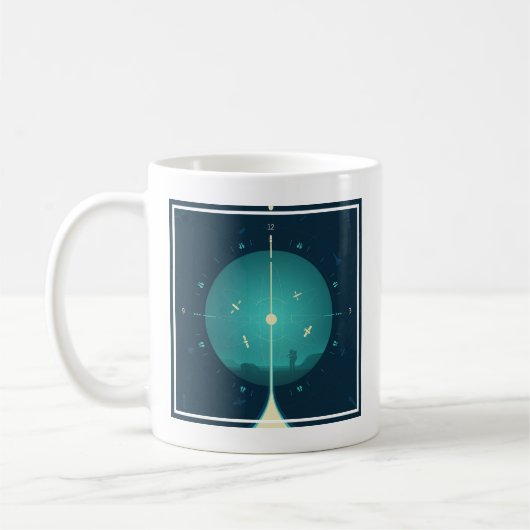 Deep Space Atomic Clock Poster, Blue Version. Kaffeetasse (Links)