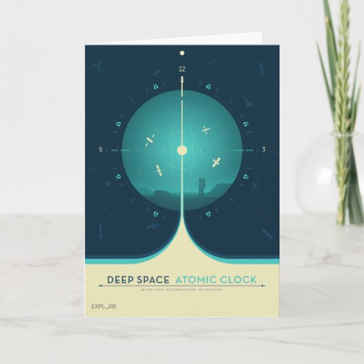 Deep Space Atomic Clock Poster, Blue Version. Karte (Vorderseite)