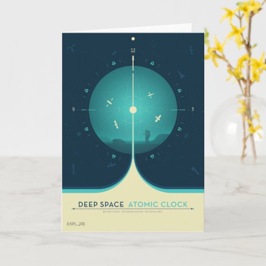 Deep Space Atomic Clock Poster, Blue Version. Karte (Gelbe Blume)