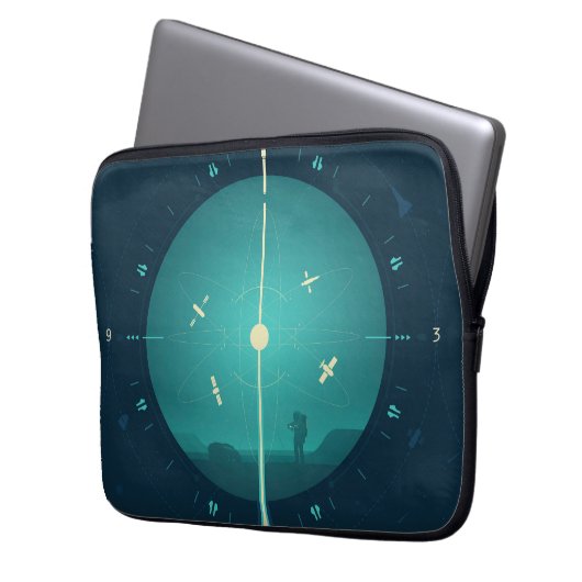 Deep Space Atomic Clock Poster, Blue Version. Laptopschutzhülle (Vorderseite Links)