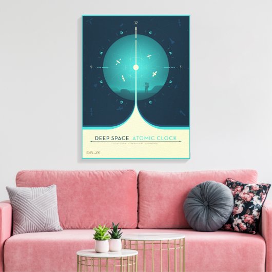 Deep Space Atomic Clock Poster, Blue Version. Leinwanddruck (Insitu (Wohnzimmer))