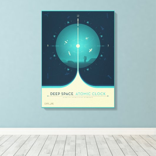 Deep Space Atomic Clock Poster, Blue Version. Leinwanddruck (Insitu (Holzboden))