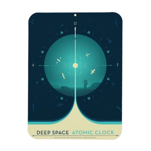 Deep Space Atomic Clock Poster, Blue Version. Magnet (Vertikal)