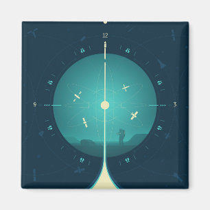 Deep Space Atomic Clock Poster, Blue Version. Magnet