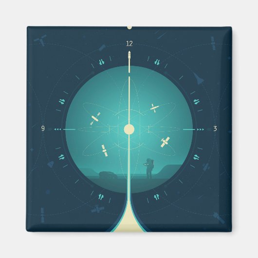 Deep Space Atomic Clock Poster, Blue Version. Magnet (Vorne)