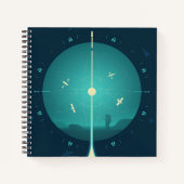 Deep Space Atomic Clock Poster, Blue Version. Notizblock (Vorderseite)