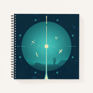 Deep Space Atomic Clock Poster, Blue Version. Notizblock