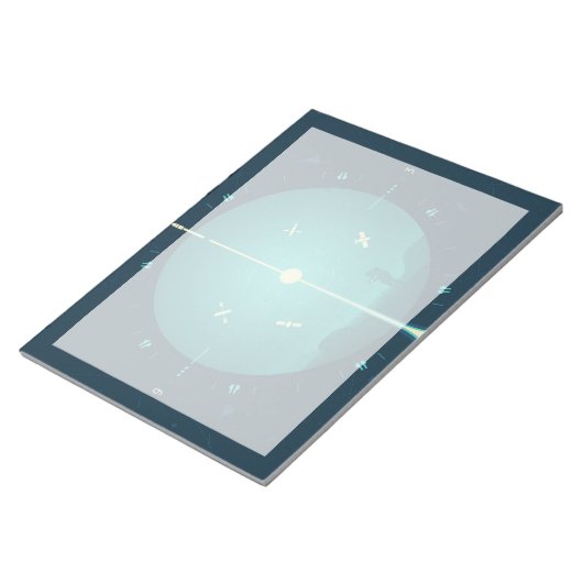 Deep Space Atomic Clock Poster, Blue Version. Notizblock (angewinkelt)