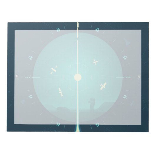 Deep Space Atomic Clock Poster, Blue Version. Notizblock (Vorderseite)