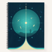 Deep Space Atomic Clock Poster, Blue Version. Notizblock (Vorderseite)