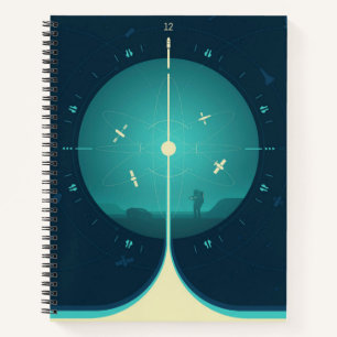 Deep Space Atomic Clock Poster, Blue Version. Notizblock