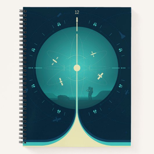 Deep Space Atomic Clock Poster, Blue Version. Notizblock (Vorderseite)