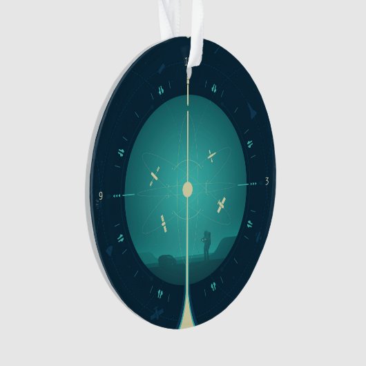 Deep Space Atomic Clock Poster, Blue Version. Ornament (Vorderseite)