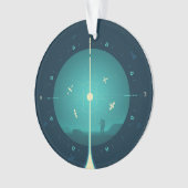 Deep Space Atomic Clock Poster, Blue Version. Ornament (Vorderseite)