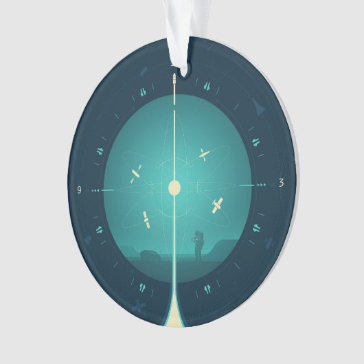 Deep Space Atomic Clock Poster, Blue Version. Ornament (Vorderseite)