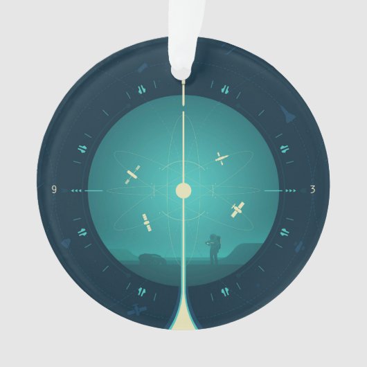 Deep Space Atomic Clock Poster, Blue Version. Ornament (Vorderseite)