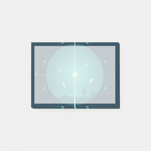 Deep Space Atomic Clock Poster, Blue Version. Post-it Klebezettel (Vorderseite)