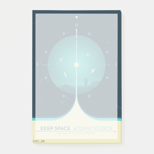 Deep Space Atomic Clock Poster, Blue Version. Post-it Klebezettel (Vorderseite)