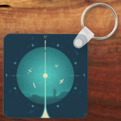 Deep Space Atomic Clock Poster, Blue Version. Schlüsselanhänger (Rückseite)