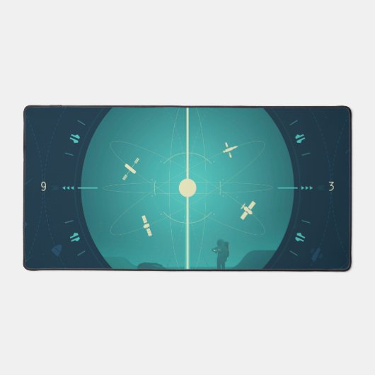 Deep Space Atomic Clock Poster, Blue Version. Schreibtischunterlage (Vorderseite)