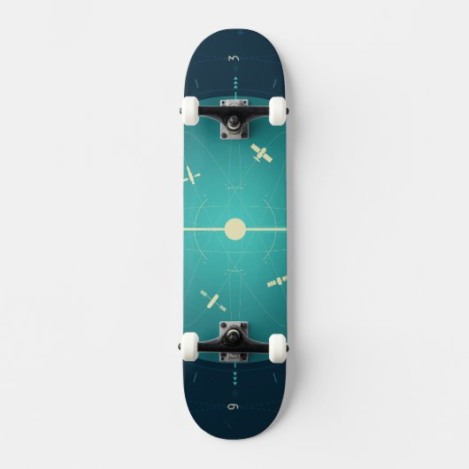 Deep Space Atomic Clock Poster, Blue Version. Skateboard (Vorderseite)