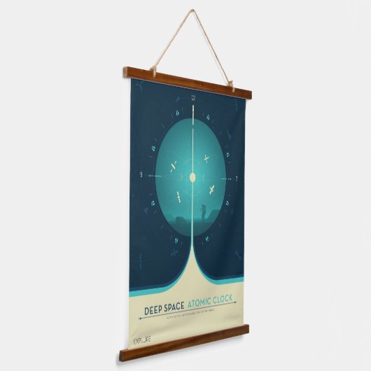 Deep Space Atomic Clock Poster, Blue Version. Wandteppich Mit Holzrahmen (Gewinkelt)