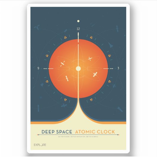 Deep Space Atomic Clock Poster, Orange Version. Aufkleber (Vorderseite)