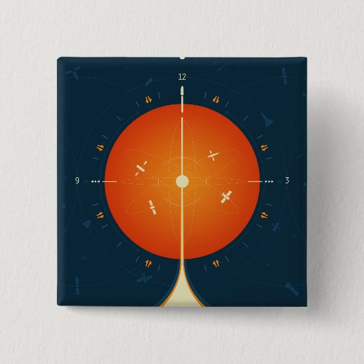 Deep Space Atomic Clock Poster, Orange Version. Button (Vorderseite)
