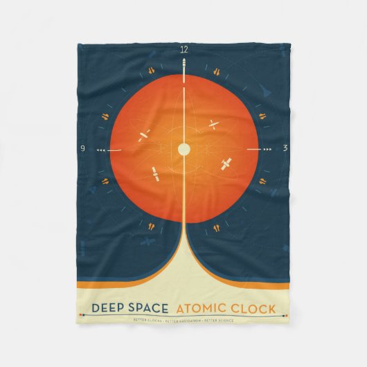 Deep Space Atomic Clock Poster, Orange Version. Fleecedecke (Vorderseite)