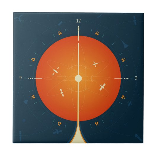 Deep Space Atomic Clock Poster, Orange Version. Fliese (Vorderseite)