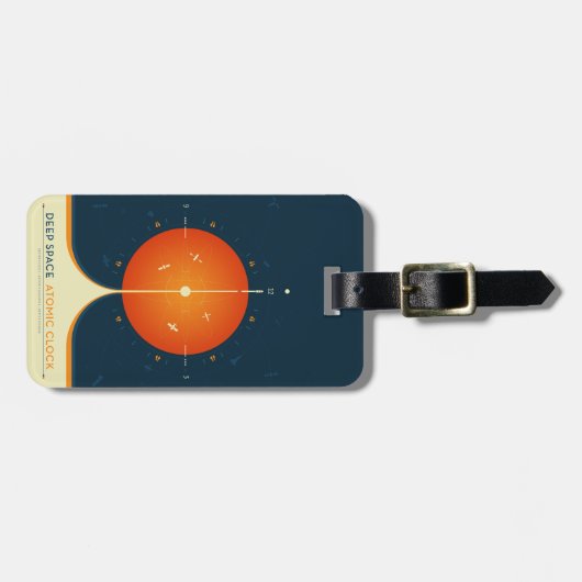 Deep Space Atomic Clock Poster, Orange Version. Gepäckanhänger (Vorderseite horizontal)