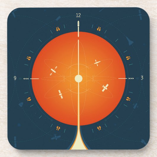 Deep Space Atomic Clock Poster, Orange Version. Getränkeuntersetzer (Vorderseite)