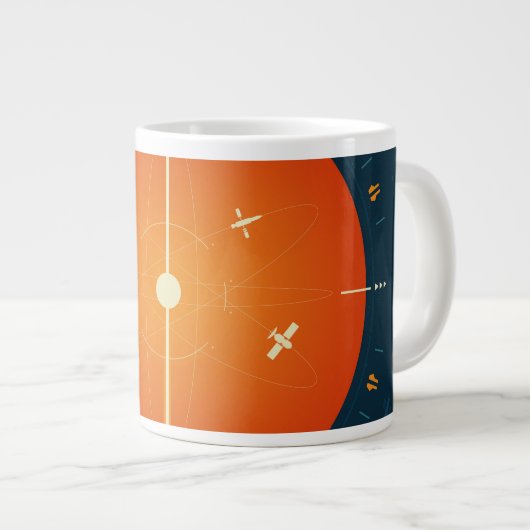 Deep Space Atomic Clock Poster, Orange Version. Jumbo-Tasse (Vorderseite Rechts)