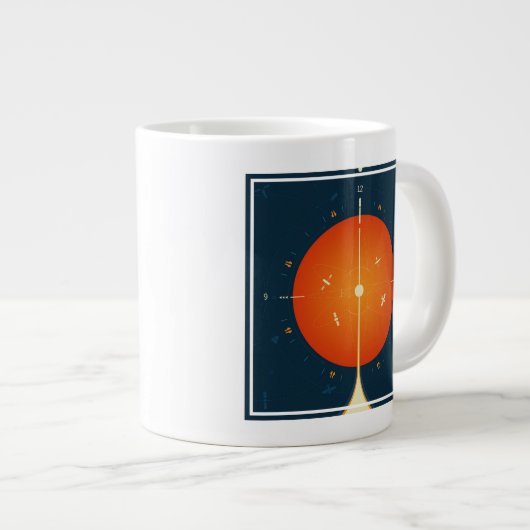 Deep Space Atomic Clock Poster, Orange Version. Jumbo-Tasse (Vorderseite Rechts)