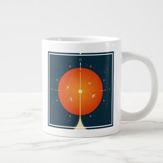 Deep Space Atomic Clock Poster, Orange Version. Jumbo-Tasse (Rechts)
