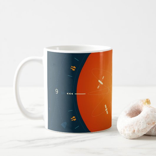Deep Space Atomic Clock Poster, Orange Version. Kaffeetasse (Mit Donut)
