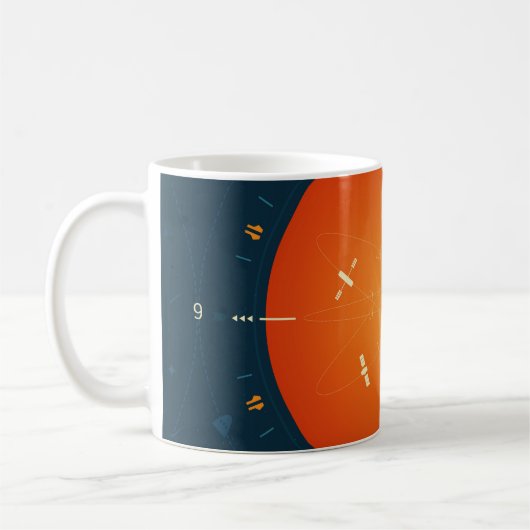 Deep Space Atomic Clock Poster, Orange Version. Kaffeetasse (Links)