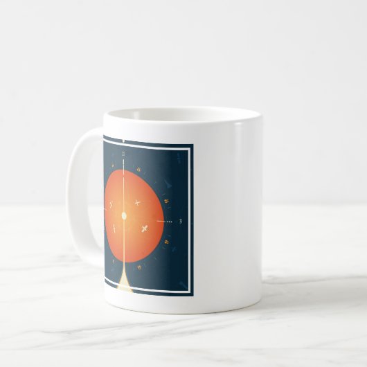 Deep Space Atomic Clock Poster, Orange Version. Kaffeetasse (Vorderseite Links)