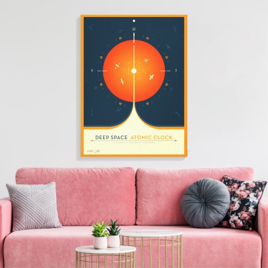Deep Space Atomic Clock Poster, Orange Version. Leinwanddruck (Insitu (Wohnzimmer))