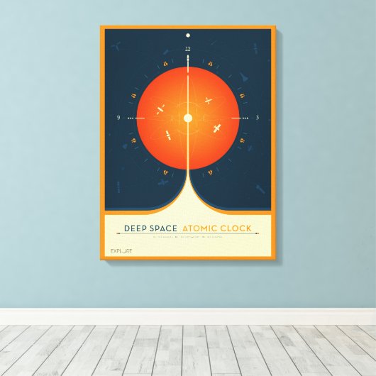 Deep Space Atomic Clock Poster, Orange Version. Leinwanddruck (Insitu (Holzboden))