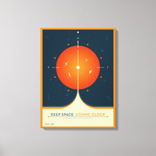 Deep Space Atomic Clock Poster, Orange Version. Leinwanddruck (Vorderseite)
