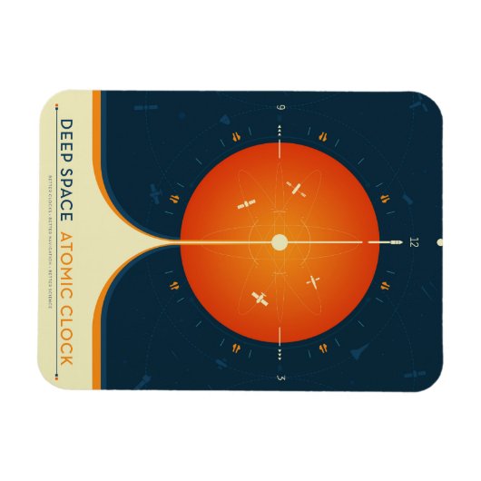 Deep Space Atomic Clock Poster, Orange Version. Magnet (Horizontal)