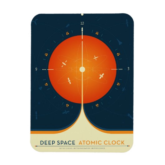 Deep Space Atomic Clock Poster, Orange Version. Magnet (Vertikal)