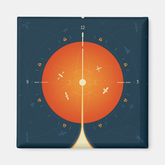 Deep Space Atomic Clock Poster, Orange Version. Magnet (Vorne)